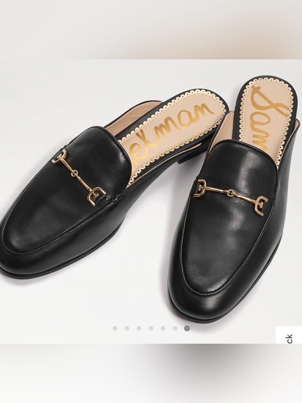Sam Edelman Black Leather Slip-On Linnie Mules, size 6.5